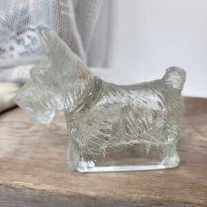 Vintage Clear Glass Scottie Dog Figurine Paperweight